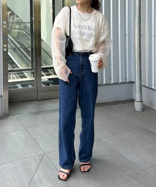 DISCOAT（ディスコート）の「【新色追加！】チュールレイヤードプルオーバー（Tシャツ/カットソー・レディース・ブラック/ピンクベージュ/アイボリー/グレー・FREE）」の5枚目の写真