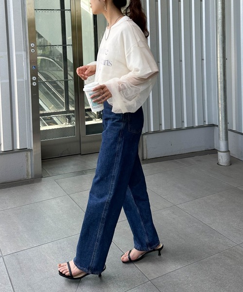 DISCOAT（ディスコート）の「【新色追加！】チュールレイヤードプルオーバー（Tシャツ/カットソー・レディース・ブラック/ピンクベージュ/アイボリー/グレー・FREE）」の6枚目の写真