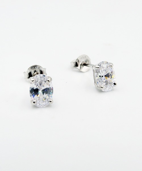TONE SELECT GOODS(トーンセレクトグッズ)の「【925 SILVER ACC】オーバルストーンピアスSV925(OG)(ピアス(両耳用)・レディース・シルバー・FREE)」の1枚目の写真