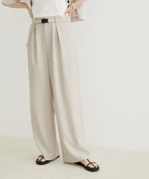 le cercle ADAM ET ROPE'(ルセルクルアダムエロペ)の「【セットアップ対応】リネンライクワイドパンツ(その他パンツ・レディース・ベージュ系その他/ピンク系その他/チャコールグレー・S/M)」の3枚目の写真