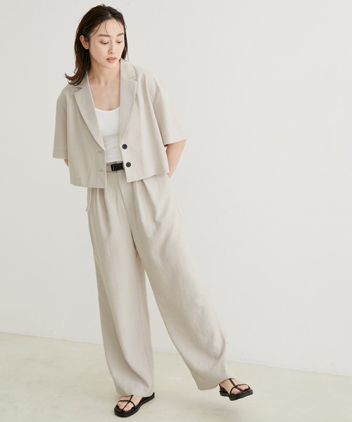 le cercle ADAM ET ROPE'(ルセルクルアダムエロペ)の「【セットアップ対応】リネンライクワイドパンツ(その他パンツ・レディース・ベージュ系その他/ピンク系その他/チャコールグレー・S/M)」の6枚目の写真