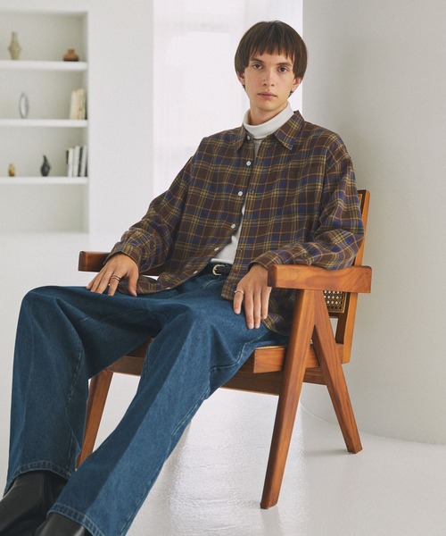 EMMA CLOTHES(エマクローズ)の「ルーズオーバーチェックL/Sネルシャツ EMMA CLOTHES(シャツ/ブラウス・メンズ・ブルー/ブラック/ブラウン/ライトカーキ・M/L)」の20枚目の写真