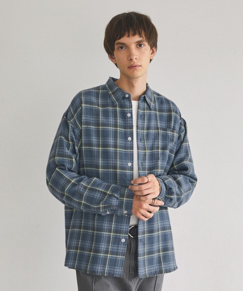 ルーズオーバーチェックL/Sネルシャツ EMMA CLOTHES（シャツ