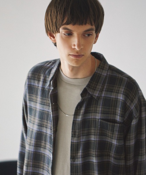 EMMA CLOTHES(エマクローズ)の「ルーズオーバーチェックL/Sネルシャツ EMMA CLOTHES(シャツ/ブラウス・メンズ・ブルー/ブラック/ブラウン/ライトカーキ・M/L)」の6枚目の写真