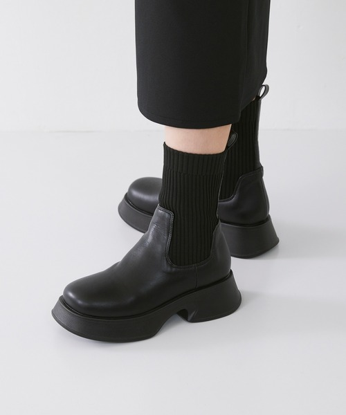 セール】厚底 ショートソックスブーツ（ブーツ）｜menue（メヌエ）の 
