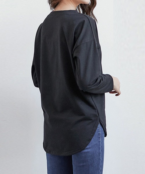 aimoha(アイモハ)の「ゆったりシルエット シンプルロングTシャツ(Tシャツ/カットソー・レディース・ホワイト/ブラック/ベージュ・MEDIUM/X-LARGE/LARGE)」の7枚目の写真