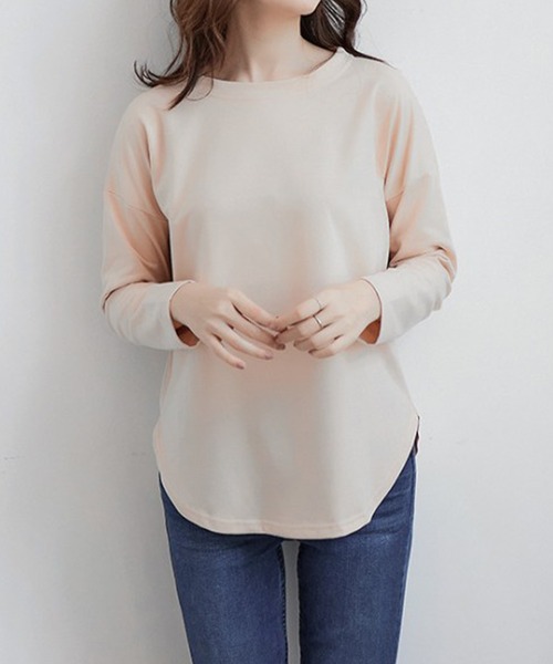 aimoha(アイモハ)の「ゆったりシルエット シンプルロングTシャツ(Tシャツ/カットソー・レディース・ホワイト/ブラック/ベージュ・MEDIUM/X-LARGE/LARGE)」の11枚目の写真