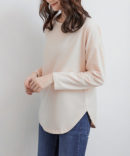 aimoha(アイモハ)の「ゆったりシルエット シンプルロングTシャツ(Tシャツ/カットソー・レディース・ホワイト/ブラック/ベージュ・MEDIUM/X-LARGE/LARGE)」の13枚目の写真