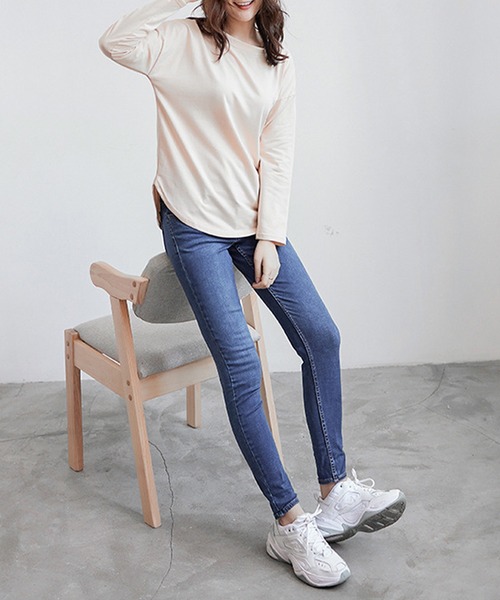aimoha(アイモハ)の「ゆったりシルエット シンプルロングTシャツ(Tシャツ/カットソー・レディース・ホワイト/ブラック/ベージュ・MEDIUM/X-LARGE/LARGE)」の14枚目の写真