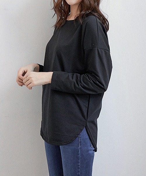 aimoha(アイモハ)の「ゆったりシルエット シンプルロングTシャツ(Tシャツ/カットソー・レディース・ホワイト/ブラック/ベージュ・MEDIUM/X-LARGE/LARGE)」の6枚目の写真