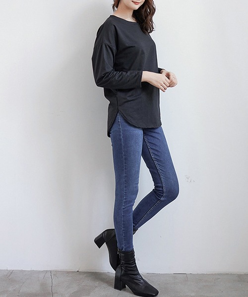 aimoha(アイモハ)の「ゆったりシルエット シンプルロングTシャツ(Tシャツ/カットソー・レディース・ホワイト/ブラック/ベージュ・MEDIUM/X-LARGE/LARGE)」の10枚目の写真