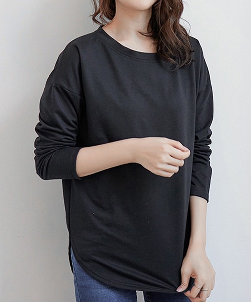 aimoha(アイモハ)の「ゆったりシルエット シンプルロングTシャツ(Tシャツ/カットソー・レディース・ホワイト/ブラック/ベージュ・MEDIUM/X-LARGE/LARGE)」の22枚目の写真