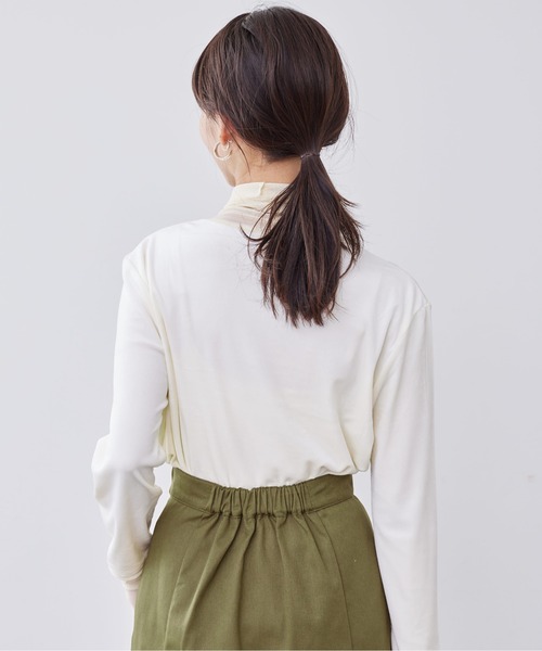 Chez toi（シェトワ）の「ベロア×シアータートルネック（Tシャツ/カットソー・レディース・オレンジ/ブラック/オフホワイト・FREE）」の7枚目の写真