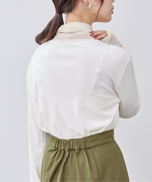 Chez toi（シェトワ）の「ベロア×シアータートルネック（Tシャツ/カットソー・レディース・オレンジ/ブラック/オフホワイト・FREE）」の8枚目の写真