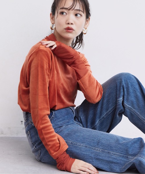 Chez toi（シェトワ）の「ベロア×シアータートルネック（Tシャツ/カットソー・レディース・オレンジ/ブラック/オフホワイト・FREE）」の15枚目の写真