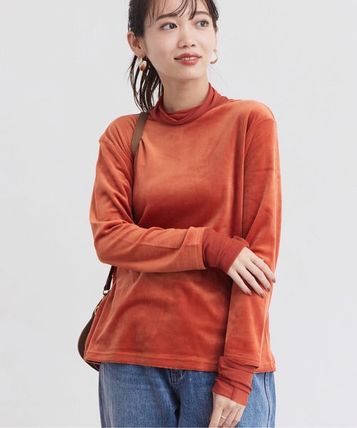 Chez toi（シェトワ）の「ベロア×シアータートルネック（Tシャツ/カットソー・レディース・オレンジ/ブラック/オフホワイト・FREE）」の20枚目の写真