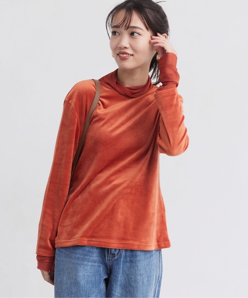 Chez toi（シェトワ）の「ベロア×シアータートルネック（Tシャツ/カットソー・レディース・オレンジ/ブラック/オフホワイト・FREE）」の21枚目の写真