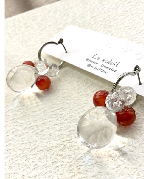 tone（トーン）の「【Le soleil】レッドカルセドニー　ドロップ型ピアス(MA)（ピアス（両耳用）・レディース・シルバー・FREE）」の2枚目の写真