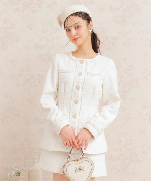 WILLSELECTION(ウィルセレクション)の「ラメツイードジャケット(ノーカラージャケット・レディース・ブラック/ベージュ/オフホワイト・MEDIUM)」の2枚目の写真