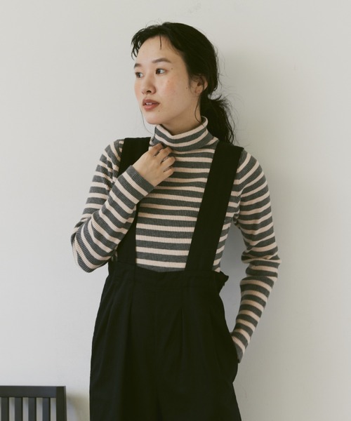 Libra Cue(リブラ キュー)の「ボーダーリブタートルネックプルオーバー(ニット/セーター・レディース・ブラック/グレー・FREE)」の15枚目の写真