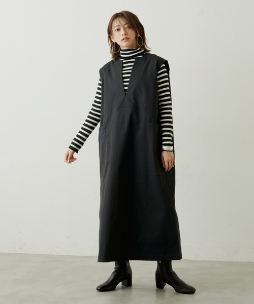 Libra Cue(リブラ キュー)の「ボーダーリブタートルネックプルオーバー(ニット/セーター・レディース・ブラック/グレー・FREE)」の11枚目の写真