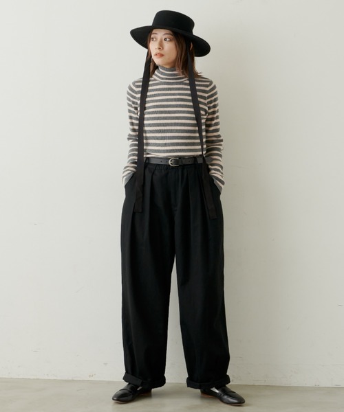 Libra Cue(リブラ キュー)の「ボーダーリブタートルネックプルオーバー(ニット/セーター・レディース・ブラック/グレー・FREE)」の17枚目の写真