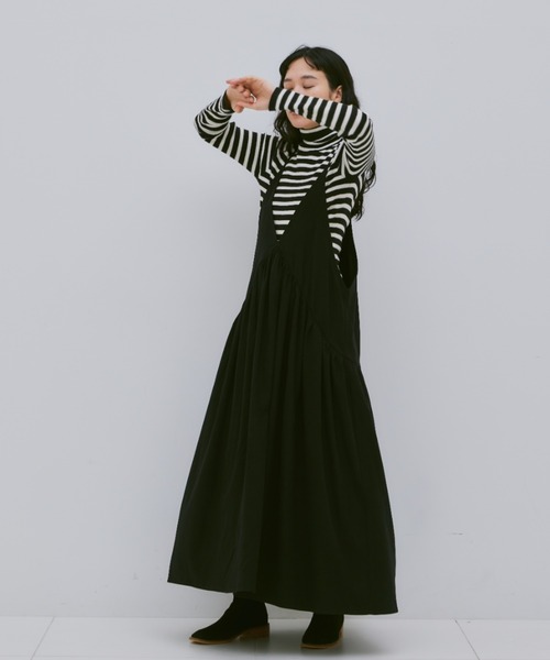 Libra Cue(リブラ キュー)の「ボーダーリブタートルネックプルオーバー(ニット/セーター・レディース・ブラック/グレー・FREE)」の5枚目の写真