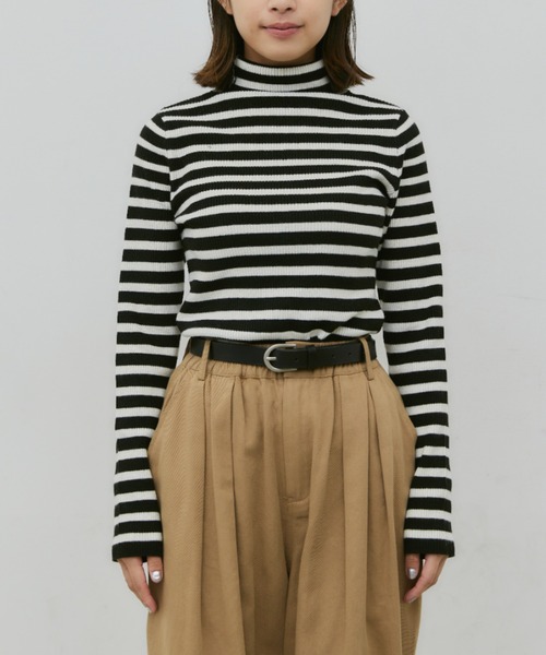 Libra Cue(リブラ キュー)の「ボーダーリブタートルネックプルオーバー(ニット/セーター・レディース・ブラック/グレー・FREE)」の21枚目の写真