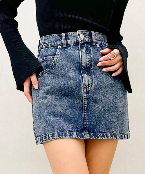 SpRay（スプレイ）の「デニムミニスカート（デニムスカート・レディース・ブラック/ブルー・FREE）」の2枚目の写真