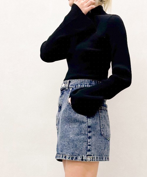 SpRay（スプレイ）の「デニムミニスカート（デニムスカート・レディース・ブラック/ブルー・FREE）」の10枚目の写真