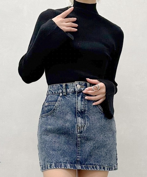 SpRay（スプレイ）の「デニムミニスカート（デニムスカート・レディース・ブラック/ブルー・FREE）」の9枚目の写真