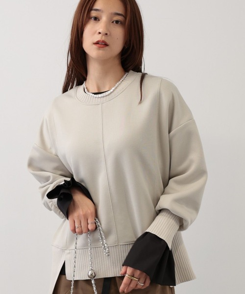 saloon（サルーン）の「SALOON(サルーン)/《新色登場》軽量ボンディングプルオーバー【洗濯機洗い可】（Tシャツ/カットソー・レディース・ブラック/ライトグレー/ブルー/オレンジ系その他/アイボリー/ライム・FREE）」の2枚目の写真