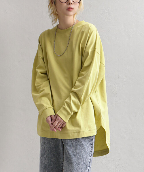 e-zakkamania stores（イーザッカマニアストアーズ）の「天笠カットソー バックヘンリープルオーバー（Tシャツ/カットソー・レディース・グレイッシュブルー/アイボリー/ブラック×ホワイト/ブラック/ホワイト×ネイビー/ライトグリーン/チャコール/ネイビー×ホワイト/オフホワイト/ホワイト×ブラック/カーキ/ホワイト系その他/イエロー/アッシュグレー・M）」の14枚目の写真