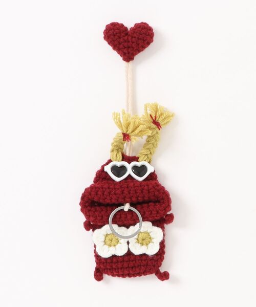 macaroni edge（マカロニエッジ）の「〈macaroni edge/マカロニエッジ〉毛糸のマスコット キーケース（キーケース/キーアクセサリー・レディース・ブルー/ピンク/パープル/サーモンピンク/エメラルド/カラフル/ベージュ/ライトブルー/グリーン/ブラック/チャコールグレー/ベージュ系2/ライトグリーン/ブラック×ブラック/バーガンディー・ONE SIZE）」の17枚目の写真