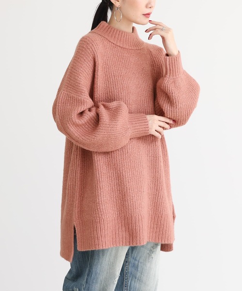 osharewalker（オシャレウォーカー）の「【廃盤】『畦編みハイネックニット』（ニット/セーター・レディース・ベージュ/ピンクベージュ/チャコール・FREE）」の3枚目の写真