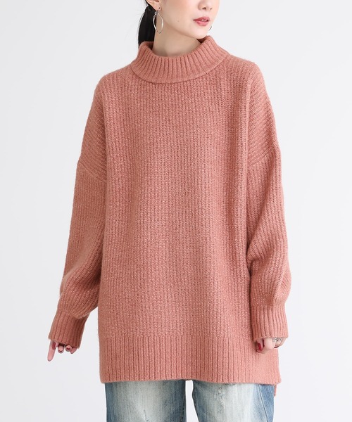 osharewalker（オシャレウォーカー）の「【廃盤】『畦編みハイネックニット』（ニット/セーター・レディース・ベージュ/ピンクベージュ/チャコール・FREE）」の4枚目の写真