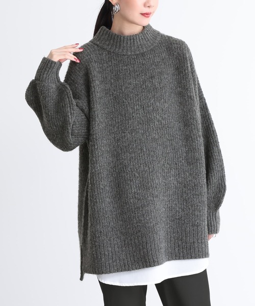 osharewalker（オシャレウォーカー）の「【廃盤】『畦編みハイネックニット』（ニット/セーター・レディース・ベージュ/ピンクベージュ/チャコール・FREE）」の8枚目の写真