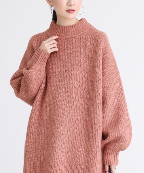 osharewalker（オシャレウォーカー）の「【廃盤】『畦編みハイネックニット』（ニット/セーター・レディース・ベージュ/ピンクベージュ/チャコール・FREE）」の7枚目の写真