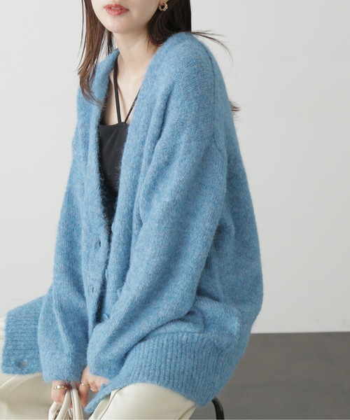 FREE'S MART（フリーズマート）の「◇ウール混リサイクルエコニットカーディガン（カーディガン/ボレロ・レディース・ベージュ/パープル/チャコールグレー/ブルー/ピンク・FREE）」の4枚目の写真