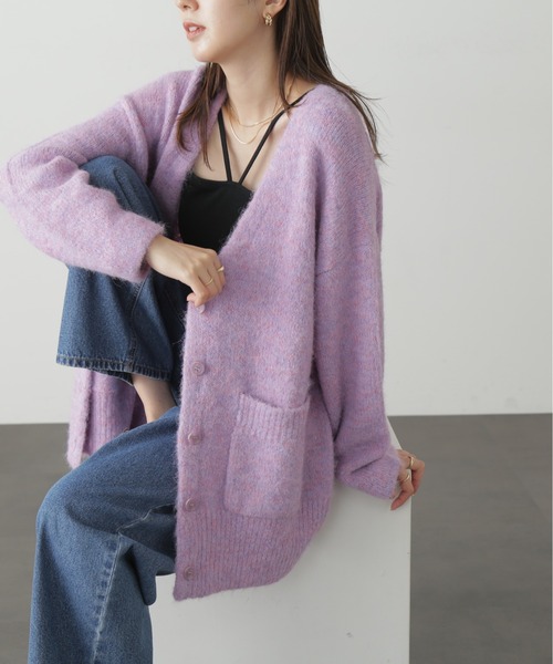 FREE'S MART（フリーズマート）の「◇ウール混リサイクルエコニットカーディガン（カーディガン/ボレロ・レディース・ベージュ/パープル/チャコールグレー/ブルー/ピンク・FREE）」の6枚目の写真