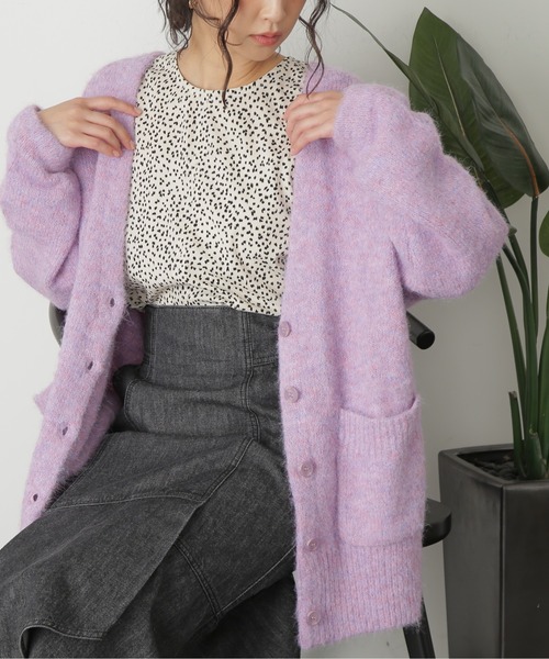 FREE'S MART（フリーズマート）の「◇ウール混リサイクルエコニットカーディガン（カーディガン/ボレロ・レディース・ベージュ/パープル/チャコールグレー/ブルー/ピンク・FREE）」の14枚目の写真