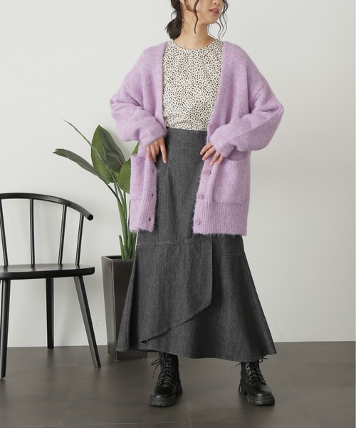 FREE'S MART（フリーズマート）の「◇ウール混リサイクルエコニットカーディガン（カーディガン/ボレロ・レディース・ベージュ/パープル/チャコールグレー/ブルー/ピンク・FREE）」の18枚目の写真