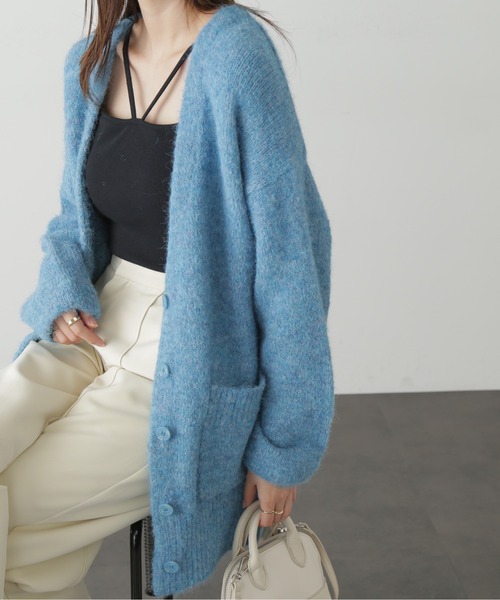 FREE'S MART（フリーズマート）の「◇ウール混リサイクルエコニットカーディガン（カーディガン/ボレロ・レディース・ベージュ/パープル/チャコールグレー/ブルー/ピンク・FREE）」の20枚目の写真