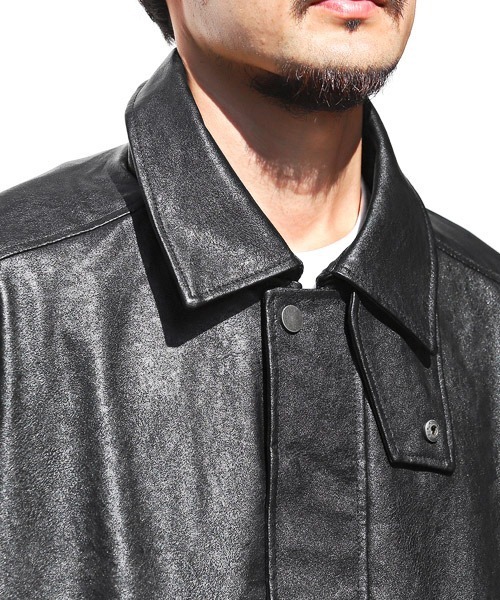LUXSTYLE(ラグスタイル)の「エコレザーA-2ブルゾン(ブルゾン・メンズ・ブラック・M/L)」の6枚目の写真