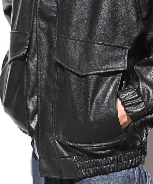 LUXSTYLE(ラグスタイル)の「エコレザーA-2ブルゾン(ブルゾン・メンズ・ブラック・M/L)」の7枚目の写真