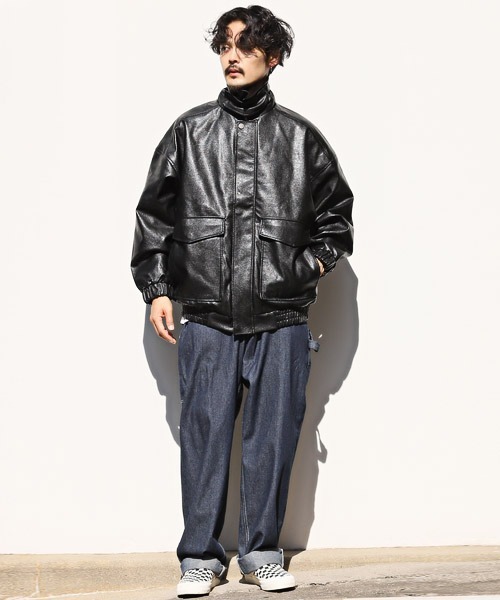 LUXSTYLE(ラグスタイル)の「エコレザーA-2ブルゾン(ブルゾン・メンズ・ブラック・M/L)」の16枚目の写真