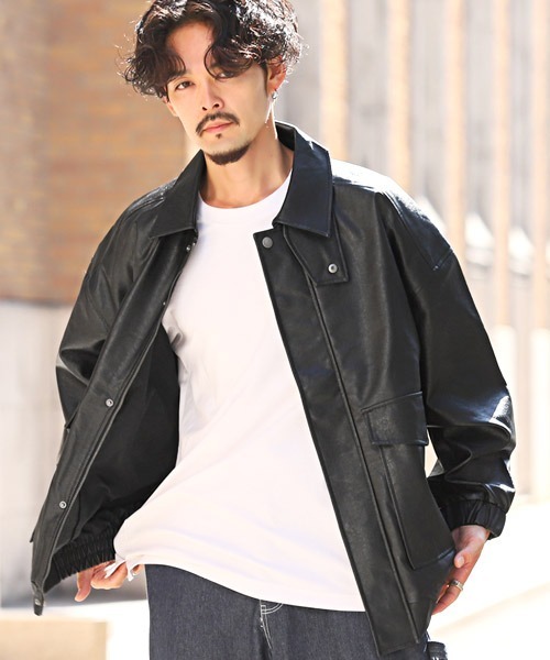 LUXSTYLE(ラグスタイル)の「エコレザーA-2ブルゾン(ブルゾン・メンズ・ブラック・M/L)」の17枚目の写真