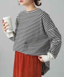 PUAL CE CIN | ワンポイントモノグラム刺繍スムース起毛プルオーバー(Tシャツ/カットソー)