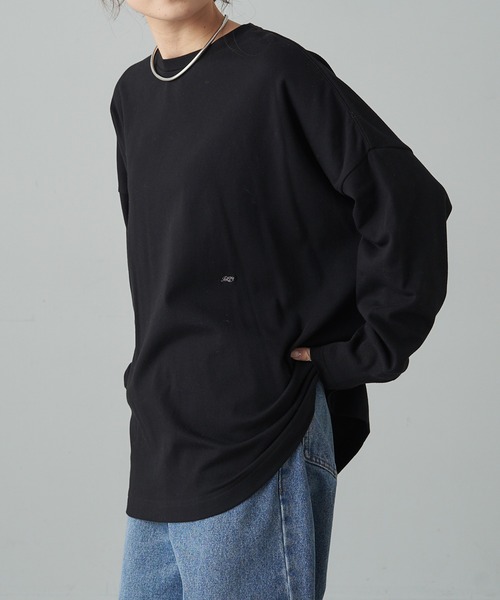 PUAL CE CIN（ピュアルセシン）の「ワンポイントモノグラム刺繍スムース起毛プルオーバー（Tシャツ/カットソー・レディース・ブラック/ブラック系その他/オフホワイト・FREE）」の8枚目の写真