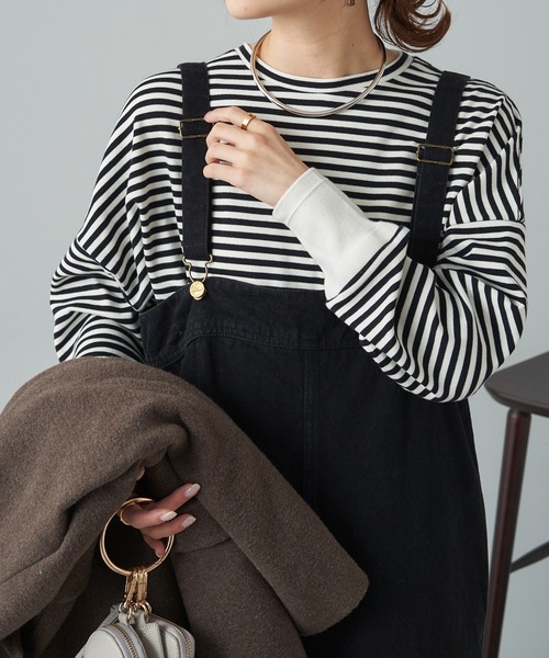 PUAL CE CIN（ピュアルセシン）の「ワンポイントモノグラム刺繍スムース起毛プルオーバー（Tシャツ/カットソー・レディース・ブラック/ブラック系その他/オフホワイト・FREE）」の18枚目の写真